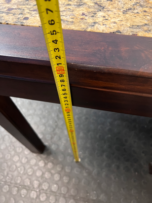 Dark Wood Side Table with Stone Inlay Top — Good Working Order
