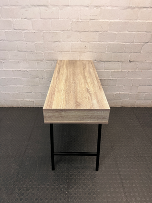 Decofurn Oak-Finish Office Desk with Metal Legs — Good Functional Condition