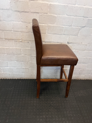 Decofurn Wooden Bar Stool - Brown Fabric Flaking in Places - 2ndhandwarehouse.com