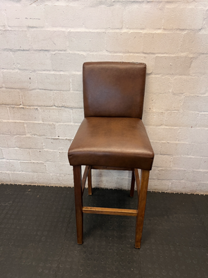 Decofurn Wooden Bar Stool - Brown Fabric Flaking in Places - 2ndhandwarehouse.com