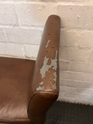 Decofurn Wooden Bar Stool - Brown Fabric Flaking in Places - 2ndhandwarehouse.com
