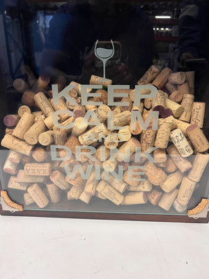 Decorative Wine Cork Holder "Keep Calm Drink Wine" Box - 2ndhandwarehouse.com