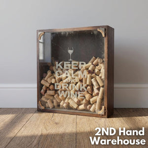 Decorative Wine Cork Holder "Keep Calm Drink Wine" Box - 2ndhandwarehouse.com