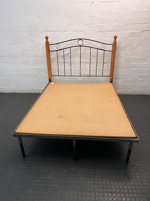 Double Bed Frame with Wrought Iron Style Headboard — Good Condition