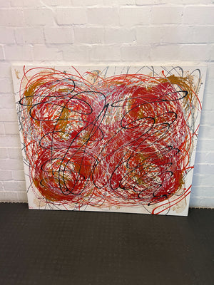 Dynamic Abstract Drip Art Canvas - Red & Gold Expression 155 by 135