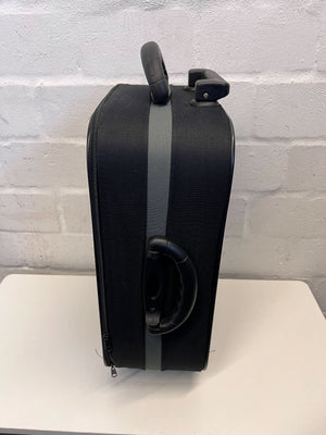 Elegant Black Rolling Travel Suitcase with Minor Wear