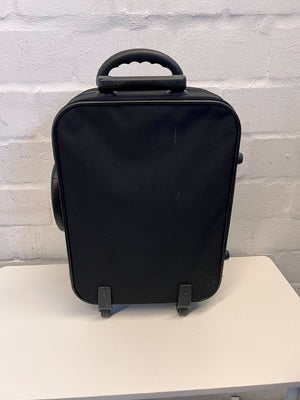 Elegant Black Rolling Travel Suitcase with Minor Wear