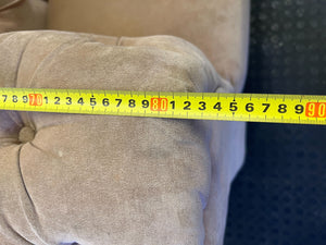 Elegant Blush Tufted Sectional Sofa with Chaise & Gold Legs