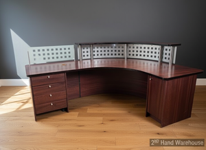 Elegant Curved L-Shaped Reception Desk with Risers & Storage