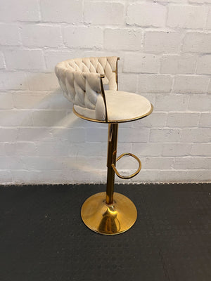 Elegant Gold and Cream Velvet Bar Stool with Backrest - 2ndhandwarehouse.com