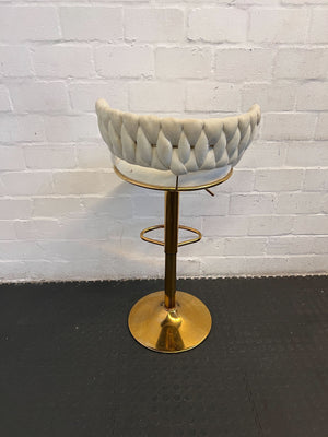 Elegant Gold and Cream Velvet Bar Stool with Backrest - 2ndhandwarehouse.com