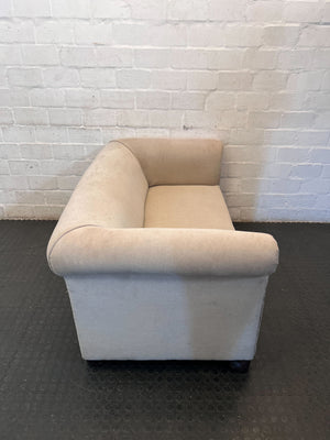 Elegant Petite Beige Loveseat with Rolled Arms ✨