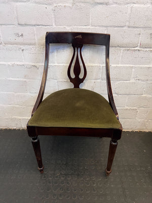 Elegant Vintage Mahogany Chair with Green Upholstery - Minor Wear - 2ndhandwarehouse.com