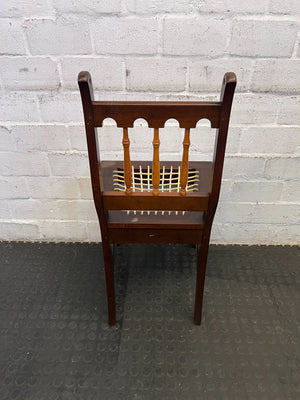 Elegant Vintage Wooden Dining Chair with Woven Seat โ Minor Wear - 2ndhandwarehouse.com