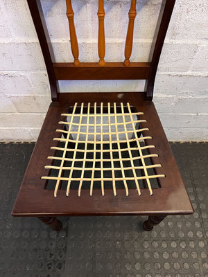 Elegant Vintage Wooden Dining Chair with Woven Seat โ Minor Wear - 2ndhandwarehouse.com