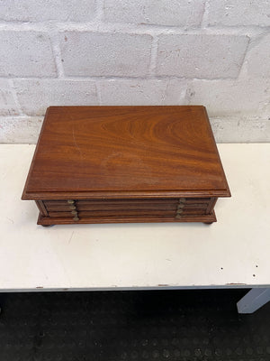Elegant Vintage Wooden Storage Box with Brass Accents - Minor Scratches