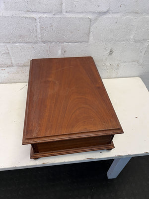 Elegant Vintage Wooden Storage Box with Brass Accents - Minor Scratches