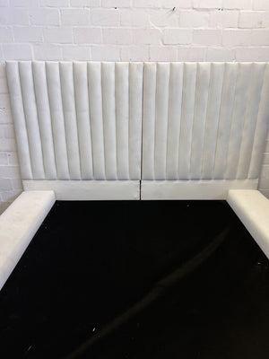 Elegant White Channel Tufted Bed Frame