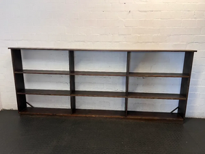 Extra Large Three-Section Wooden Bookshelf in Dark Finish — Fair Used Condition - 2ndhandwarehouse.com