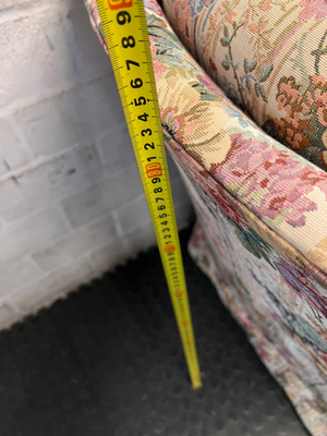 Floral High Back Single Seater Couch with Timber Accents