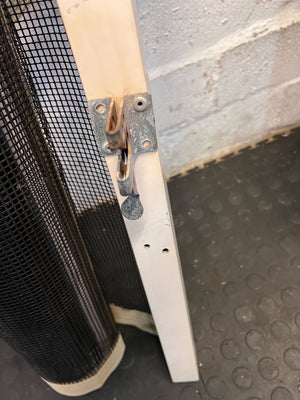 Foldable Black Mesh Screen with Wooden Frame for Patio Use - 2ndhandwarehouse.com