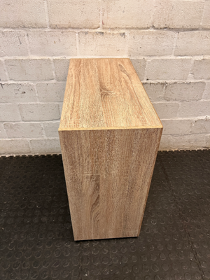 Four-Cube Oak Finish Mini Shelf Cabinet — Fair Condition with General Wear
