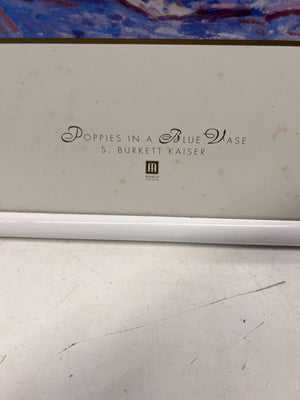 Framed Artwork: "Poppies in a Blue Vase" by S. Burkett Kaiser 50 x 44cm