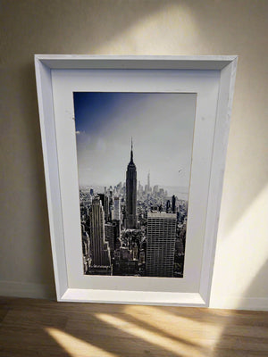 Framed Black and White Empire State Building Print - Damage - No Glass - 2ndhandwarehouse.com