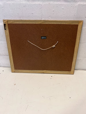 Framed Blue Ink Artwork of Historic House – Minor Frame Scratches - 2ndhandwarehouse.com