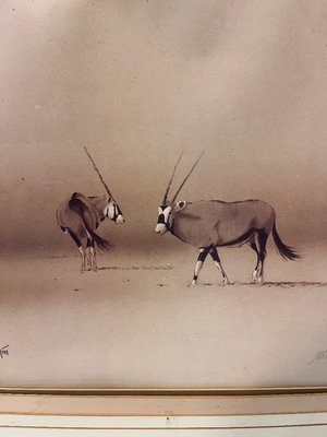 Framed Gemsbok Wildlife Painting — Good Condition - 2ndhandwarehouse.com