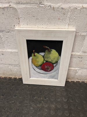 Framed Still Life Fruit Painting in Light Wood Frame