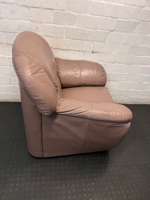 Genuine Leather 1 Seater Couch in Taupe - Well Used Condition - 2ndhandwarehouse.com