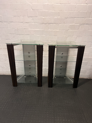Glass and Steel Display Unit - Minor Damage to Veneer - 2ndhandwarehouse.com