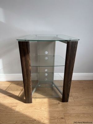 Glass and Steel Display Unit - Minor Damage to Veneer - 2ndhandwarehouse.com