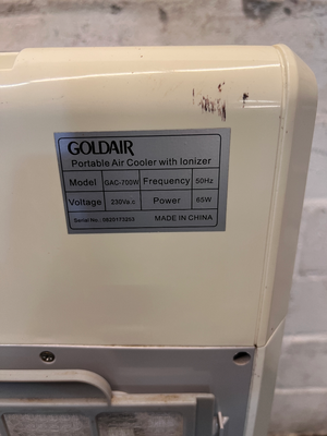 Goldair Portable Air Cooler - Fair Condition, Dusty - 2ndhandwarehouse.com