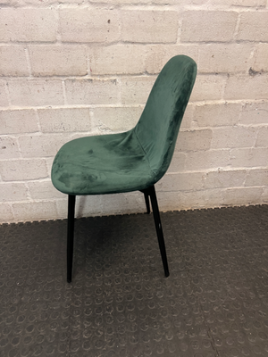 Green Velvet Upholstered Dining Chair with Black Metal Legs
