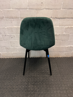 Green Velvet Upholstered Dining Chair with Black Metal Legs