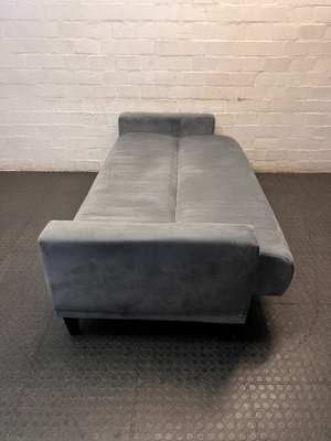 Grey Channel-Stitched Sleeper Couch — Good Working Order