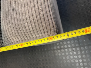 Grey Corduroy L-Shape Couch with Ottoman — One Broken Leg
