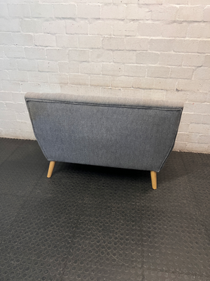 Grey Fabric 2 Seater Couch with Button Detail — Good Working Order