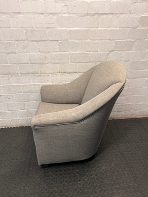 Grey Fabric Arched Armchair — Fair Condition with Visible Wear