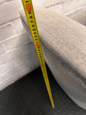 Grey Fabric Arched Armchair — Fair Condition with Visible Wear
