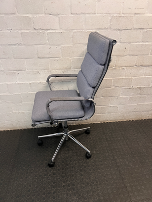 Grey Fabric High-Back Executive Office Chair — Well Used Condition