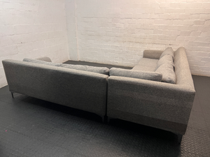 Grey Fabric L-Shape Corner Couch — Very Good Condition - 2ndhandwarehouse.com
