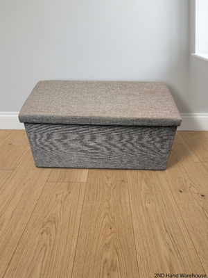 Grey Fabric Upholstered Storage Ottoman