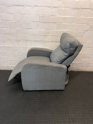 Grey High-Back Fabric 1 Seater Couch — Fair Condition with Visible W - 2ndhandwarehouse.com