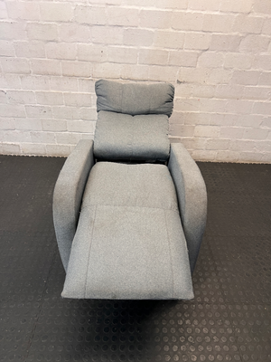 Grey High-Back Fabric 1 Seater Couch — Fair Condition with Visible W - 2ndhandwarehouse.com