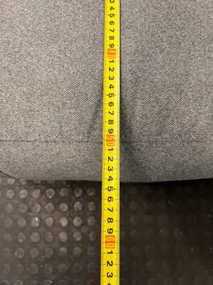 Grey High-Back Fabric 1 Seater Couch — Fair Condition with Visible W - 2ndhandwarehouse.com
