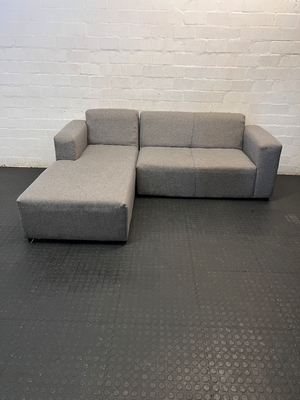 Grey L-Shape Material Couch - 2ndhandwarehouse.com