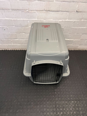 Grey Plastic Pet Carrier with Steel Door 80 BY 55 - Minor Scuff Marks